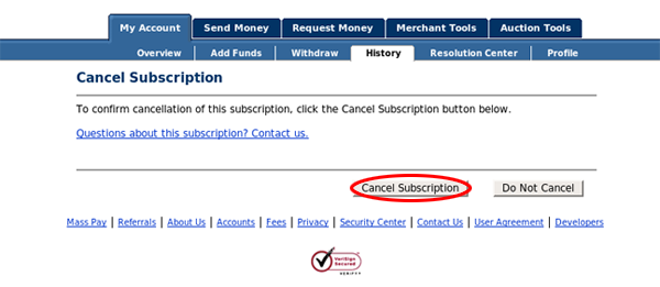 cancel subscription